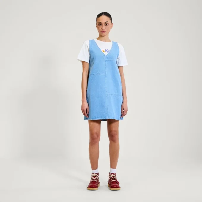 Vestido mini clásico de denim Kickers para mujer, azul