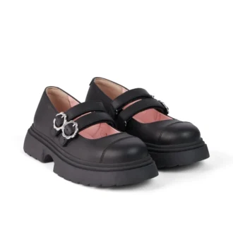 Zapatillas de piel Kenzi MJ para mujer joven, color negro