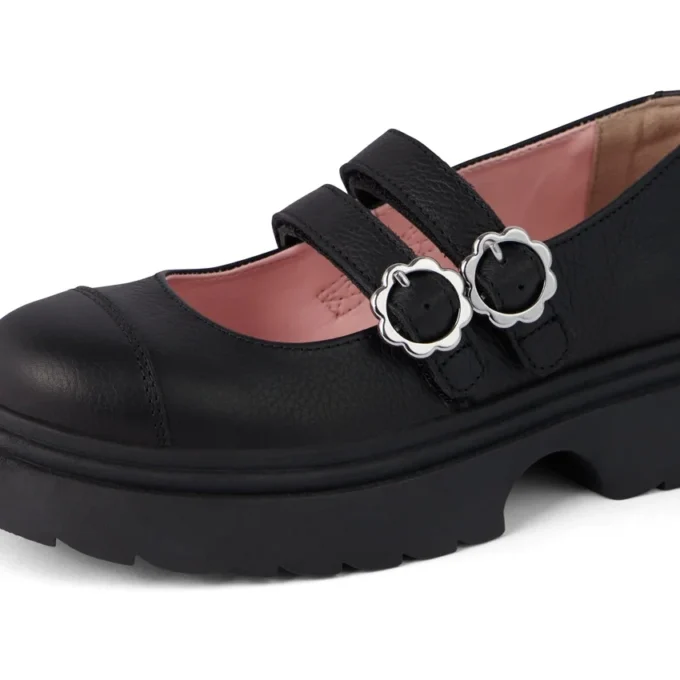 Zapatillas de piel Kenzi MJ para mujer joven, color negro