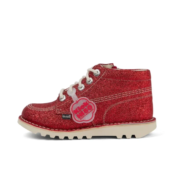 Zapatillas Kick Hi Glitter unisex para niños, color rojo