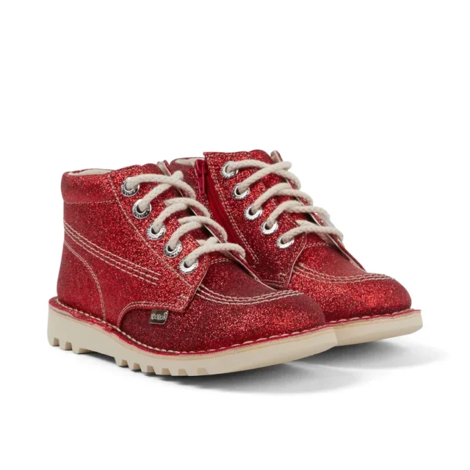 Zapatillas Kick Hi Glitter unisex para niños, color rojo
