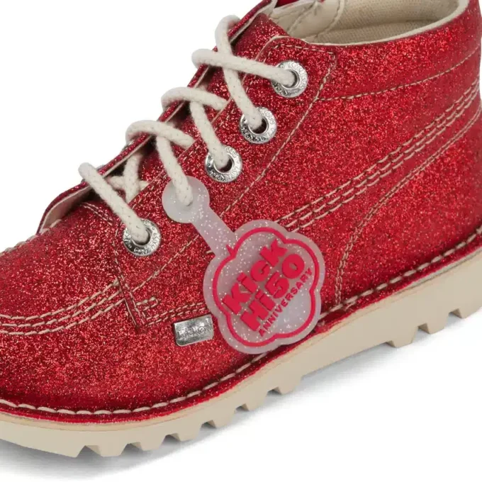 Zapatillas Kick Hi Glitter unisex para niños, color rojo