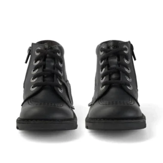 Zapatillas Kick Hi Zip de imitación de cuero unisex para niños, color negro