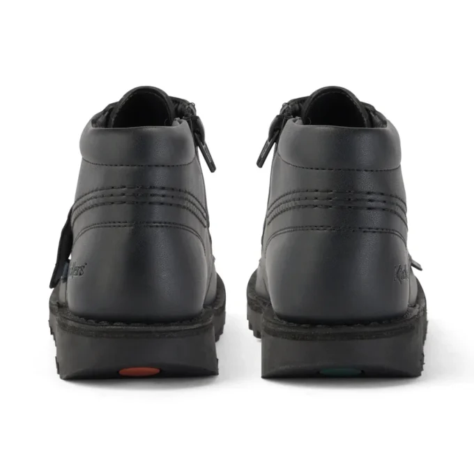 Zapatillas Kick Hi Zip de imitación de cuero unisex para niños, color negro