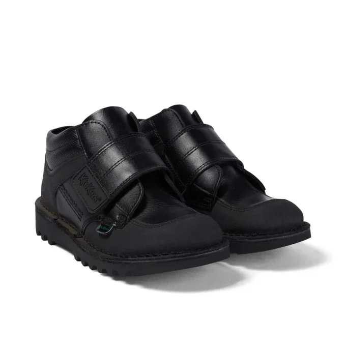 Zapatillas Kick Mid Scuff de piel para niño, en negro