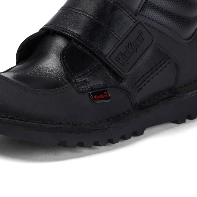 Zapatillas Kick Mid Scuff de piel para niño, en negro