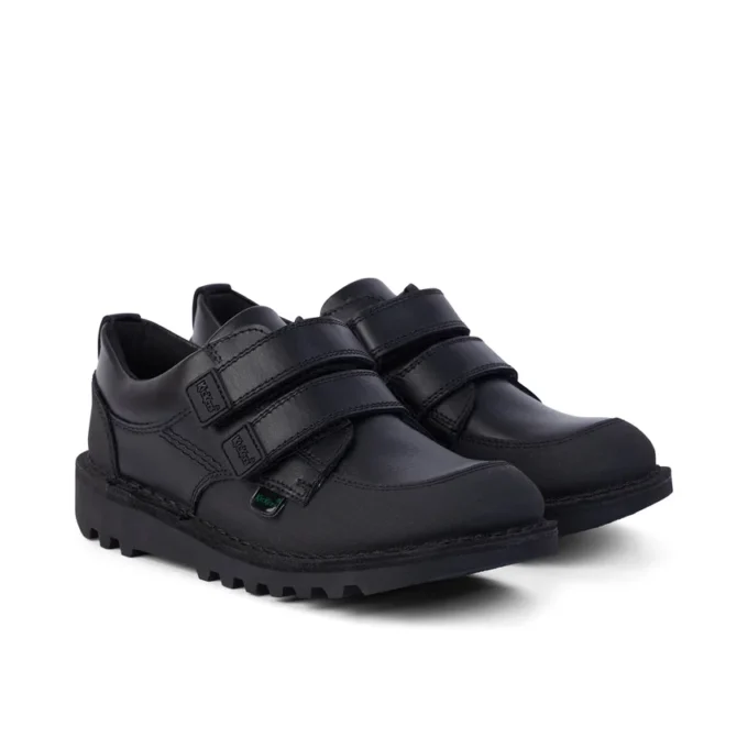 Zapatillas Kick Scuff Twin de piel para niño, en negro