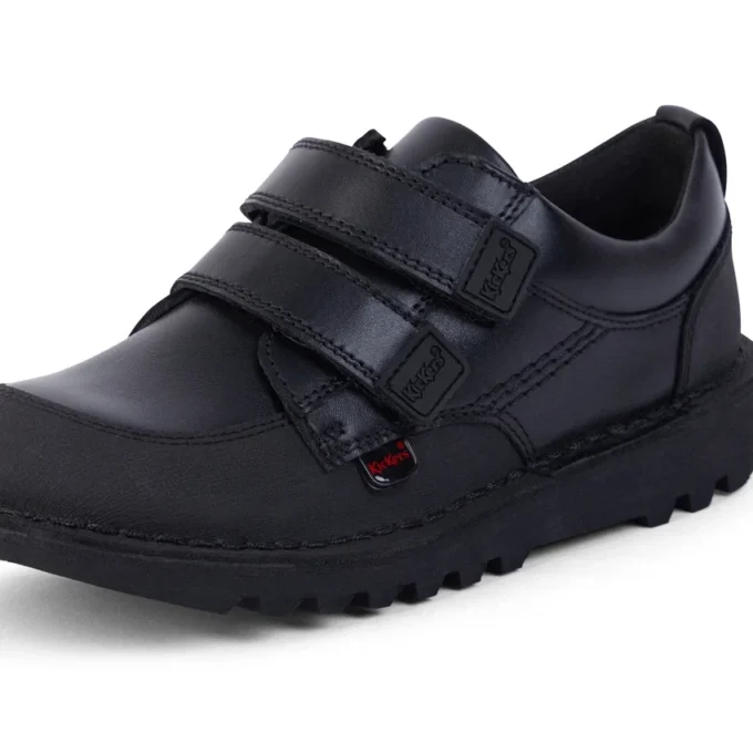 Zapatillas Kick Scuff Twin de piel para niño, en negro