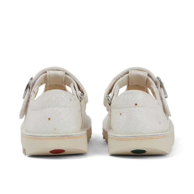 Zapatillas Kick T-Bar con purpurina para bebés unisex, blancas
