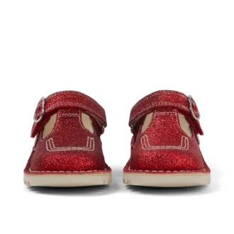 Zapatillas Kick T-Bar Glitter unisex para bebé, color rojo