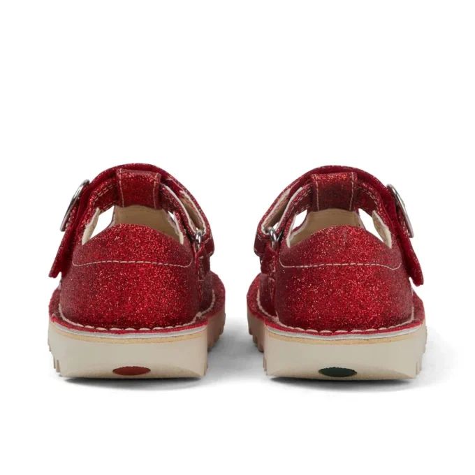 Zapatillas Kick T-Bar Glitter unisex para bebé, color rojo