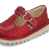 Zapatillas Kick T-Bar Glitter unisex para bebé, color rojo