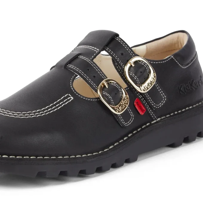 Zapatillas Kick T-Bar Goldie unisex para adultos, negras