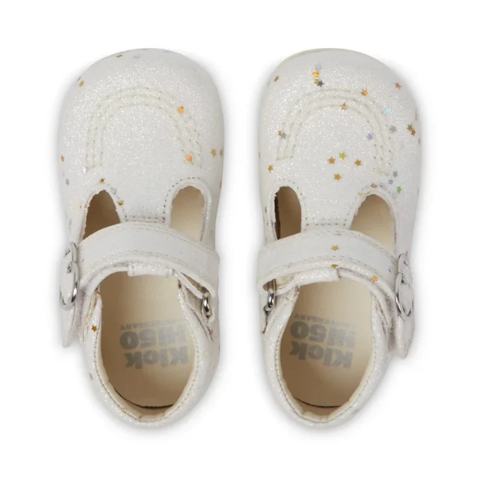 Zapatillas Kick T Glitter unisex para bebé, blancas