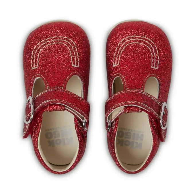 Zapatillas Kick T Glitter unisex para bebé, rojas