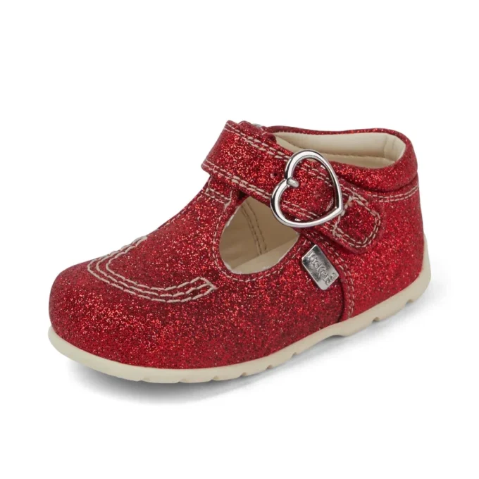 Zapatillas Kick T Glitter unisex para bebé, rojas
