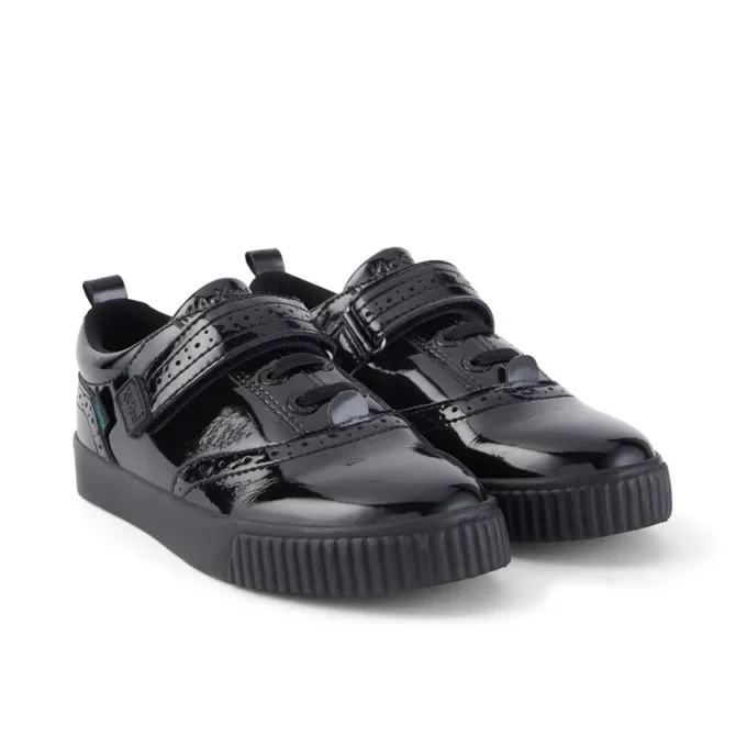 Zapatillas Tovni Brogue para niñas, charol negro