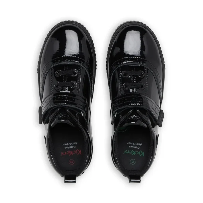 Zapatillas Tovni Brogue para niñas, charol negro