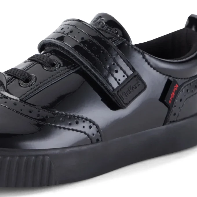 Zapatillas Tovni Brogue para niñas, charol negro