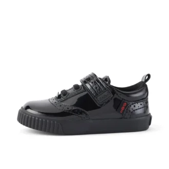 Zapatillas Tovni Brogue para niñas pequeñas, charol negro