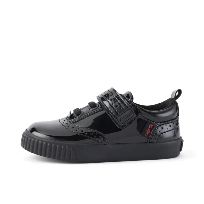 Zapatillas Tovni Brogue para niñas pequeñas, charol negro