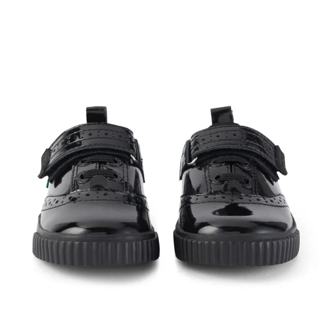 Zapatillas Tovni Brogue para niñas pequeñas, charol negro