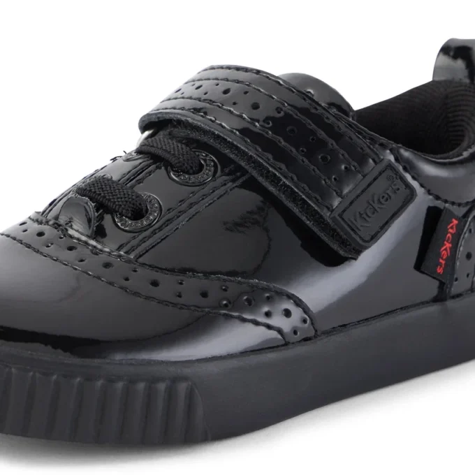Zapatillas Tovni Brogue para niñas pequeñas, charol negro