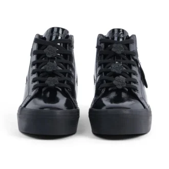 Zapatillas Tovni Stack Hi Flower de charol negro para mujer joven