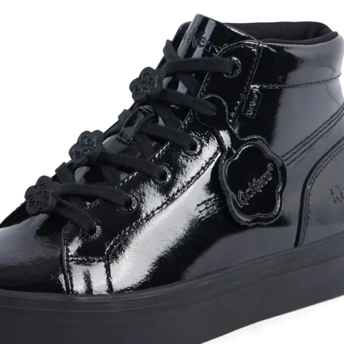 Zapatillas Tovni Stack Hi Flower de charol negro para mujer joven