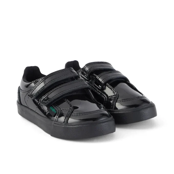 Zapatillas Tovni Twin Vel de charol para niña, color negro