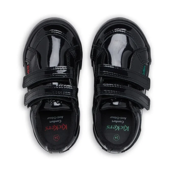 Zapatillas Tovni Twin Vel de charol para niña, color negro