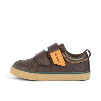 Zapatillas Tovni Twin ZigZag para niño pequeño, de piel marrón