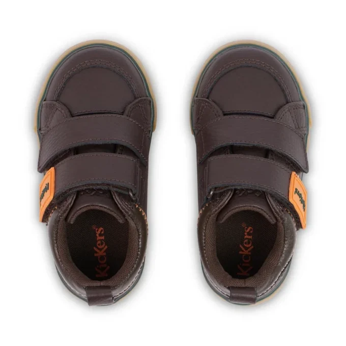Zapatillas Tovni Twin ZigZag para niño pequeño, de piel marrón
