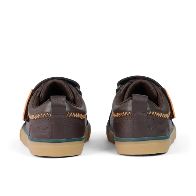Zapatillas Tovni Twin ZigZag para niño pequeño, de piel marrón