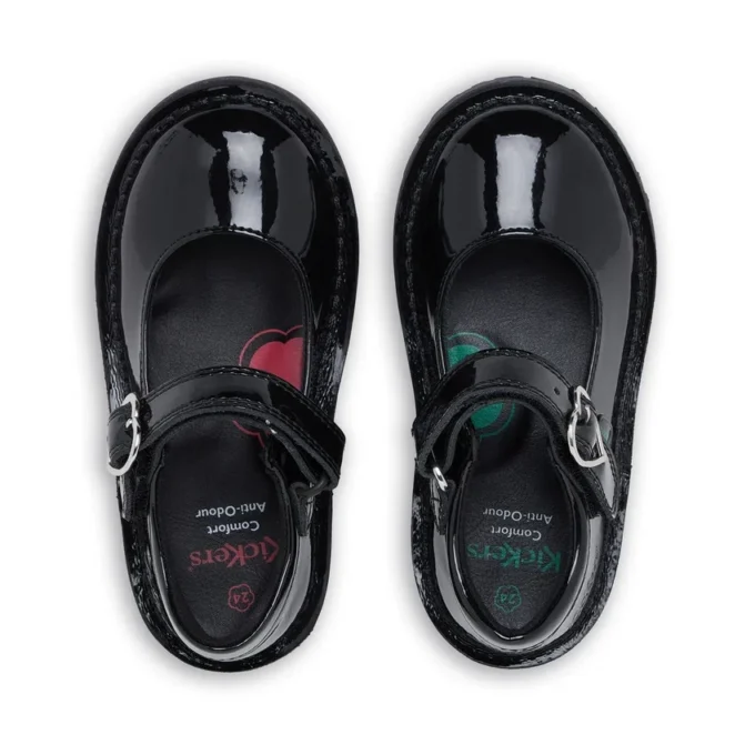 Zapatos de charol Adlar Heart Mj para niña, negros