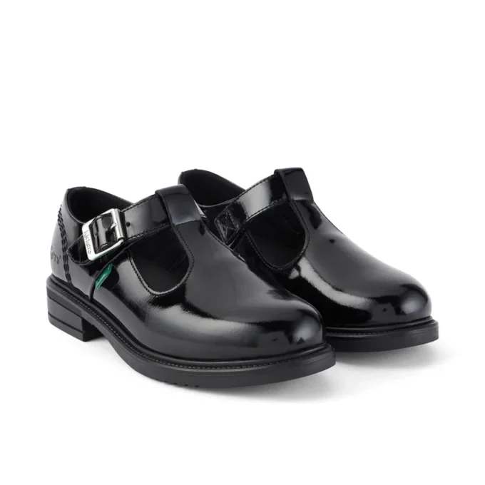 Zapatos de charol con barra en T Lach para niñas, color negro