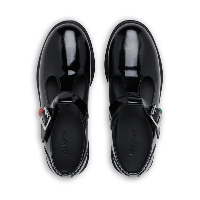 Zapatos de charol con barra en T Lach para niñas, color negro