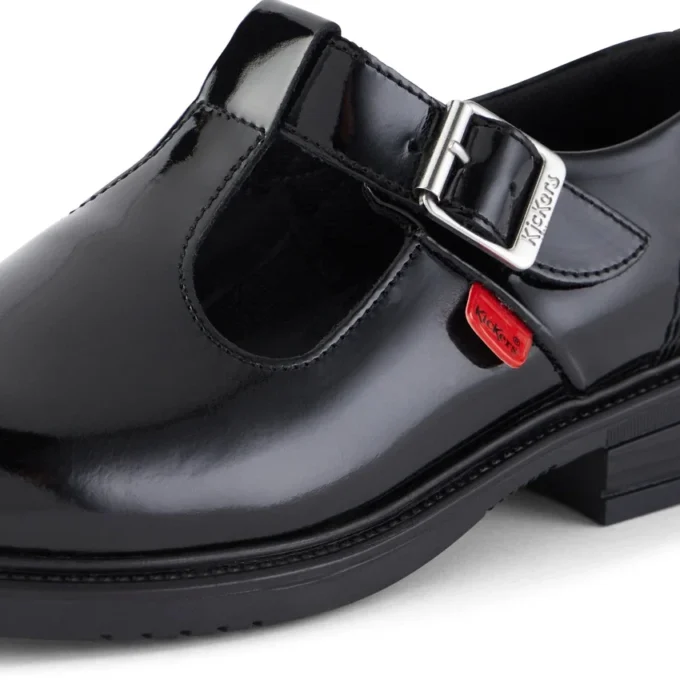 Zapatos de charol con barra en T Lach para niñas, color negro