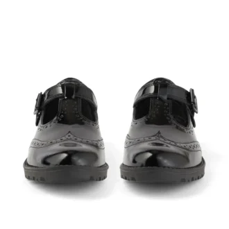 Zapatos de charol con barra en T Lachly Brogue para mujer joven, color negro