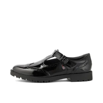 Zapatos de charol con barra en T Lachly Brogue para niñas, color negro