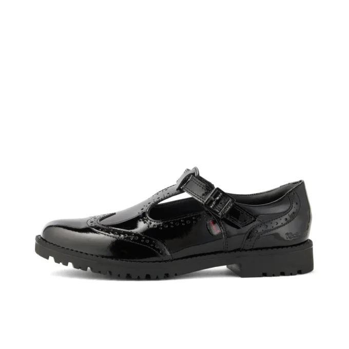 Zapatos de charol con barra en T Lachly Brogue para niñas, color negro