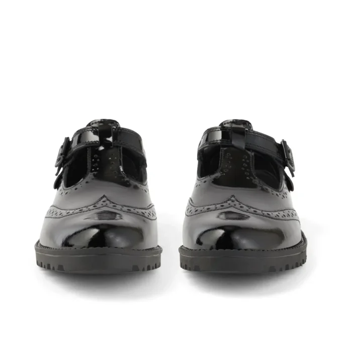 Zapatos de charol con barra en T Lachly Brogue para niñas, color negro