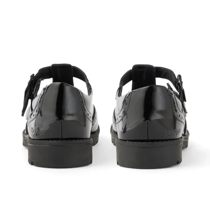 Zapatos de charol con barra en T Lachly Brogue para niñas, color negro