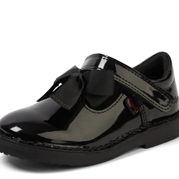 Zapatos de charol con lazo y barra en T Adlar para niñas, en negro