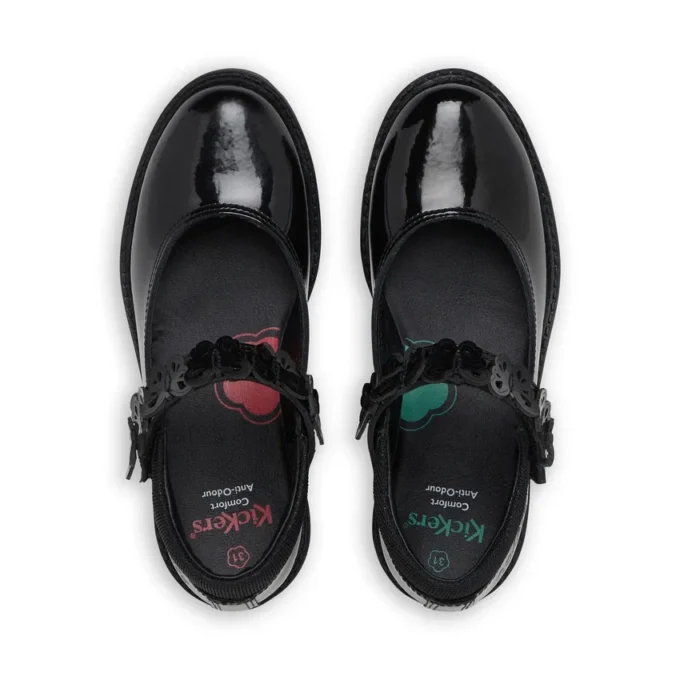 Zapatos de charol Lachly Butterfly MJ para niñas, en color negro