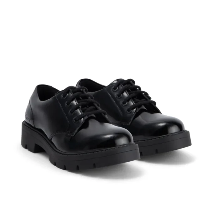 Zapatos de mujer Kori con cordones, charol negro
