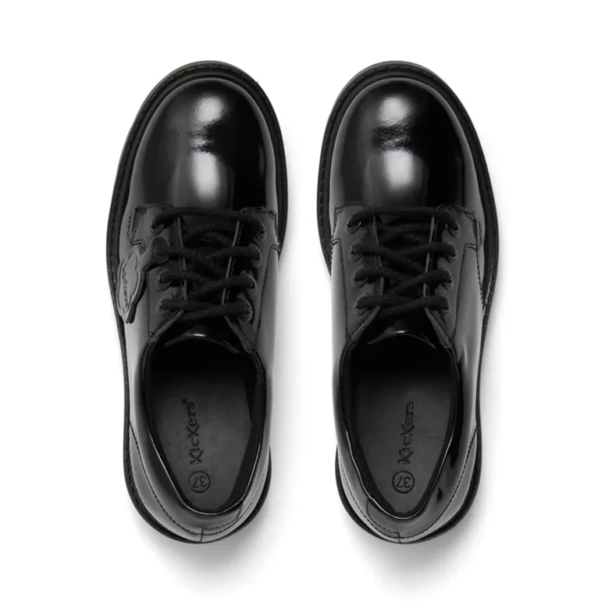 Zapatos de mujer Kori con cordones, charol negro