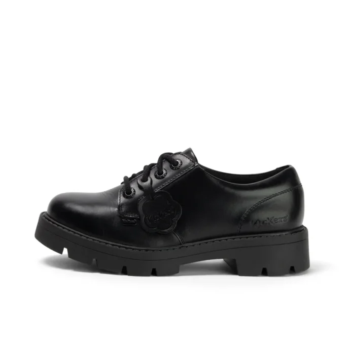 Zapatos de mujer Kori con cordones, piel de alto brillo, negros