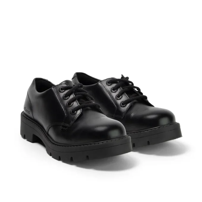 Zapatos de mujer Kori con cordones, piel de alto brillo, negros