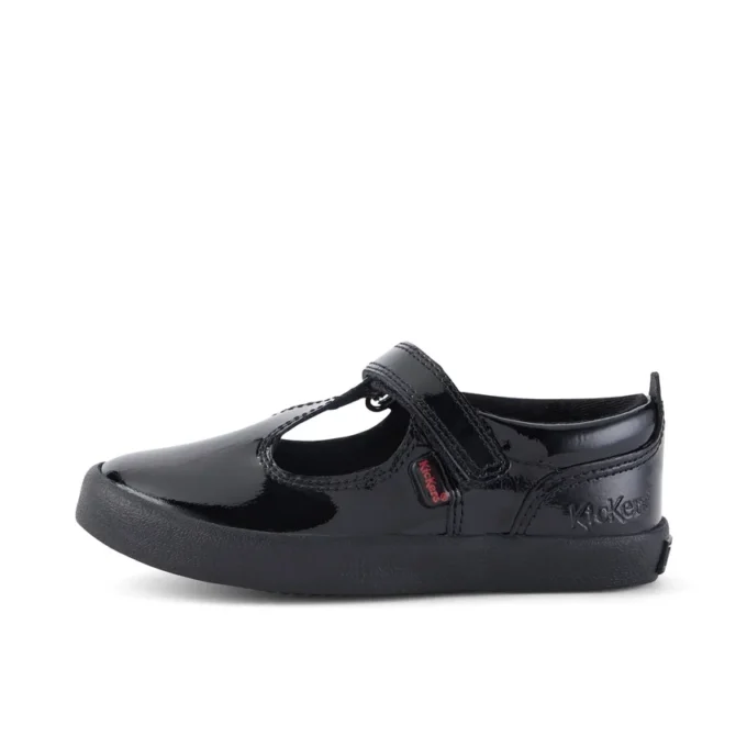 Zapatos de niña Kariko con correa en T de charol negro